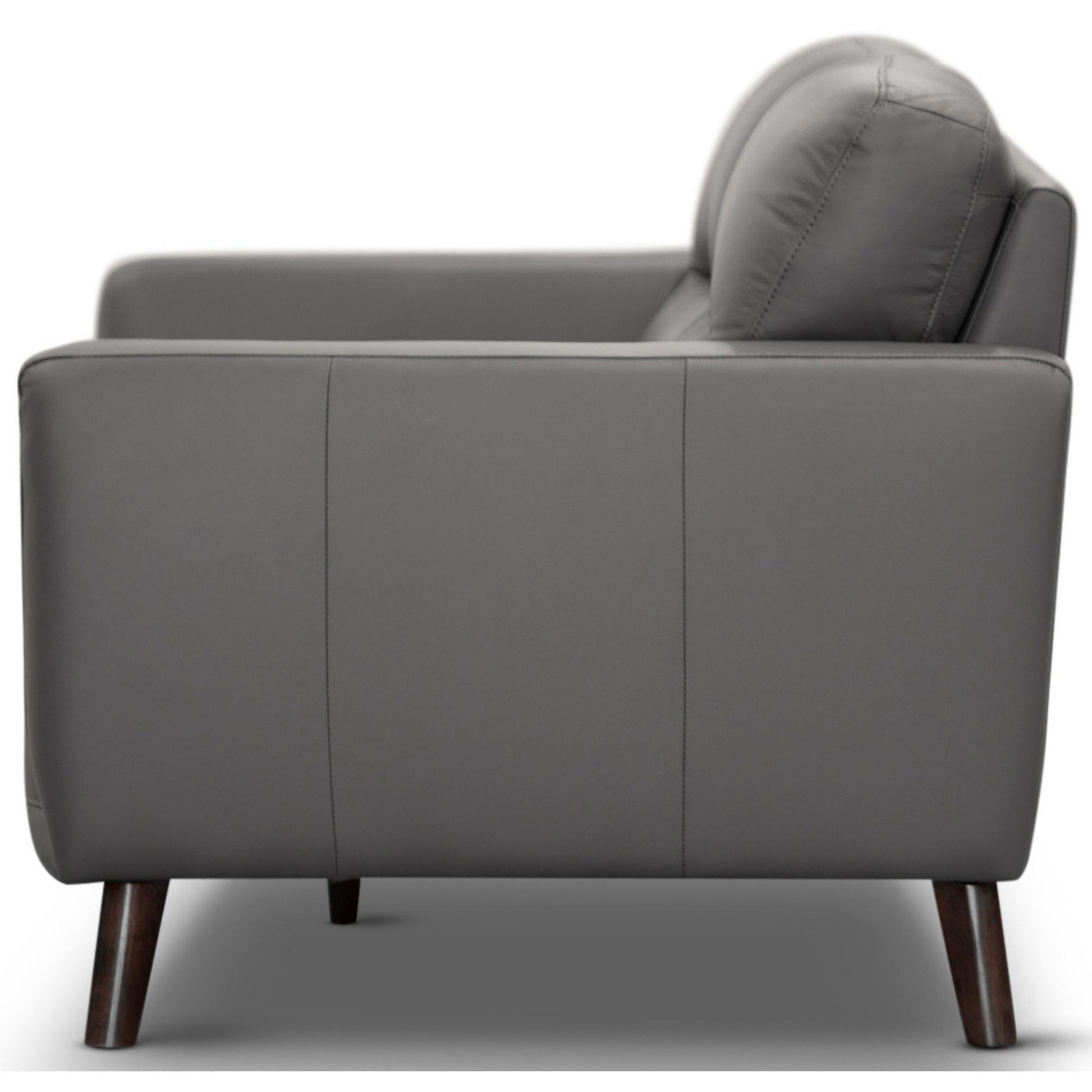 Downy  Genuine Leather Sofa 3 Seater Upholstered Lounge Couch - Gunmetal - Cosy Abode
