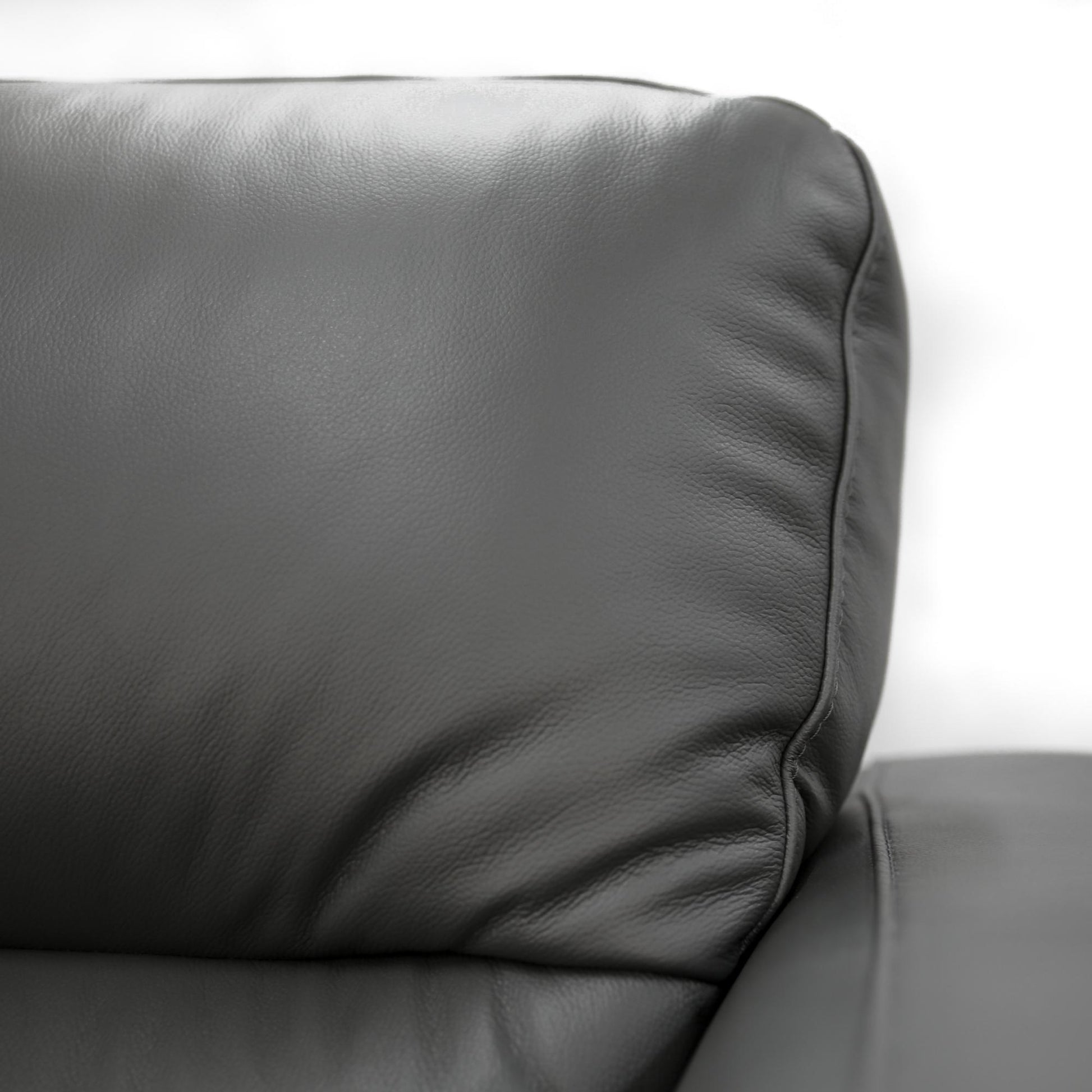 Downy  Genuine Leather Sofa 3 Seater Upholstered Lounge Couch - Gunmetal - Cosy Abode