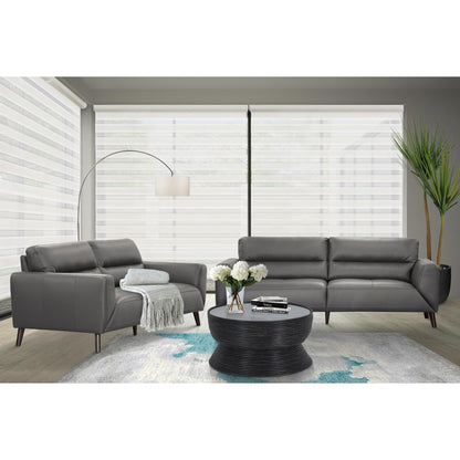 Downy  Genuine Leather Sofa Set 3 + 2 Seater Upholstered Lounge Couch - Gunmetal - Cosy Abode