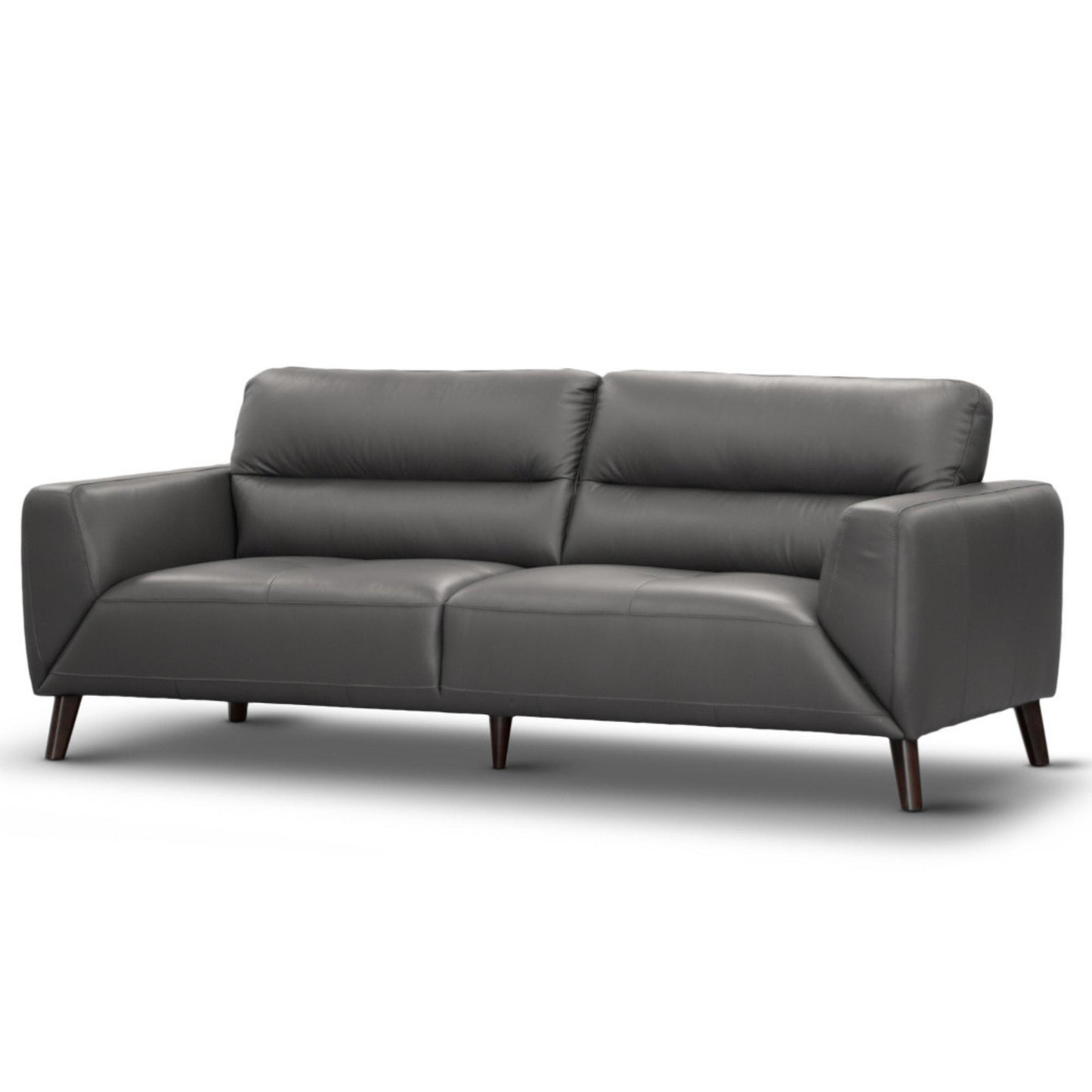Downy  Genuine Leather Sofa Set 3 + 2 Seater Upholstered Lounge Couch - Gunmetal - Cosy Abode