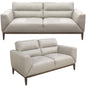 Downy  Genuine Leather Sofa Set 3 + 2 Seater Upholstered Lounge Couch - Silver - Cosy Abode