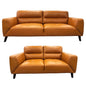 Downy  Genuine Leather Sofa Set 3 + 2 Seater Upholstered Lounge Couch Tangerine - Cosy Abode