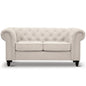 Mellowly 2 Seater Sofa Fabric Uplholstered Chesterfield Lounge Couch - Beige - Cosy Abode