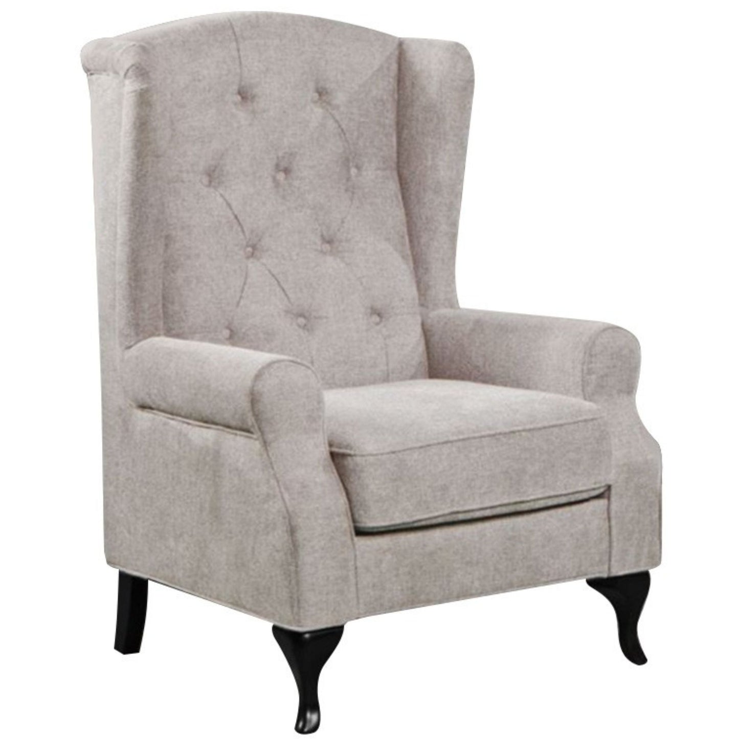 Mellowly Wing Back Chair Sofa Chesterfield Armchair Fabric Uplholstered - Beige - Cosy Abode