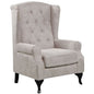 Mellowly Wing Back Chair Sofa Chesterfield Armchair Fabric Uplholstered - Beige - Cosy Abode