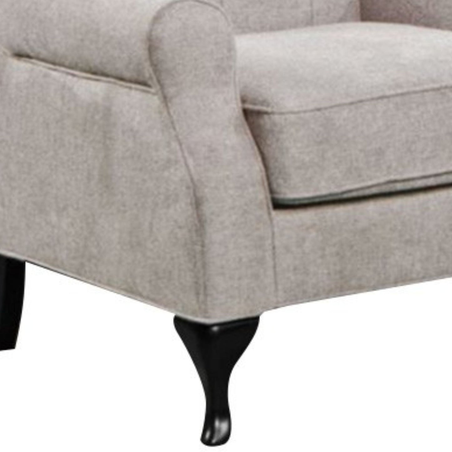 Mellowly Wing Back Chair Sofa Chesterfield Armchair Fabric Uplholstered - Beige - Cosy Abode