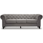 Mellowly 3 Seater Sofa Fabric Uplholstered Chesterfield Lounge Couch - Grey - Cosy Abode