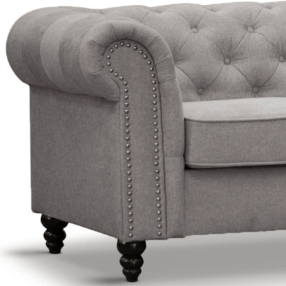Mellowly 3 Seater Sofa Fabric Uplholstered Chesterfield Lounge Couch - Grey - Cosy Abode