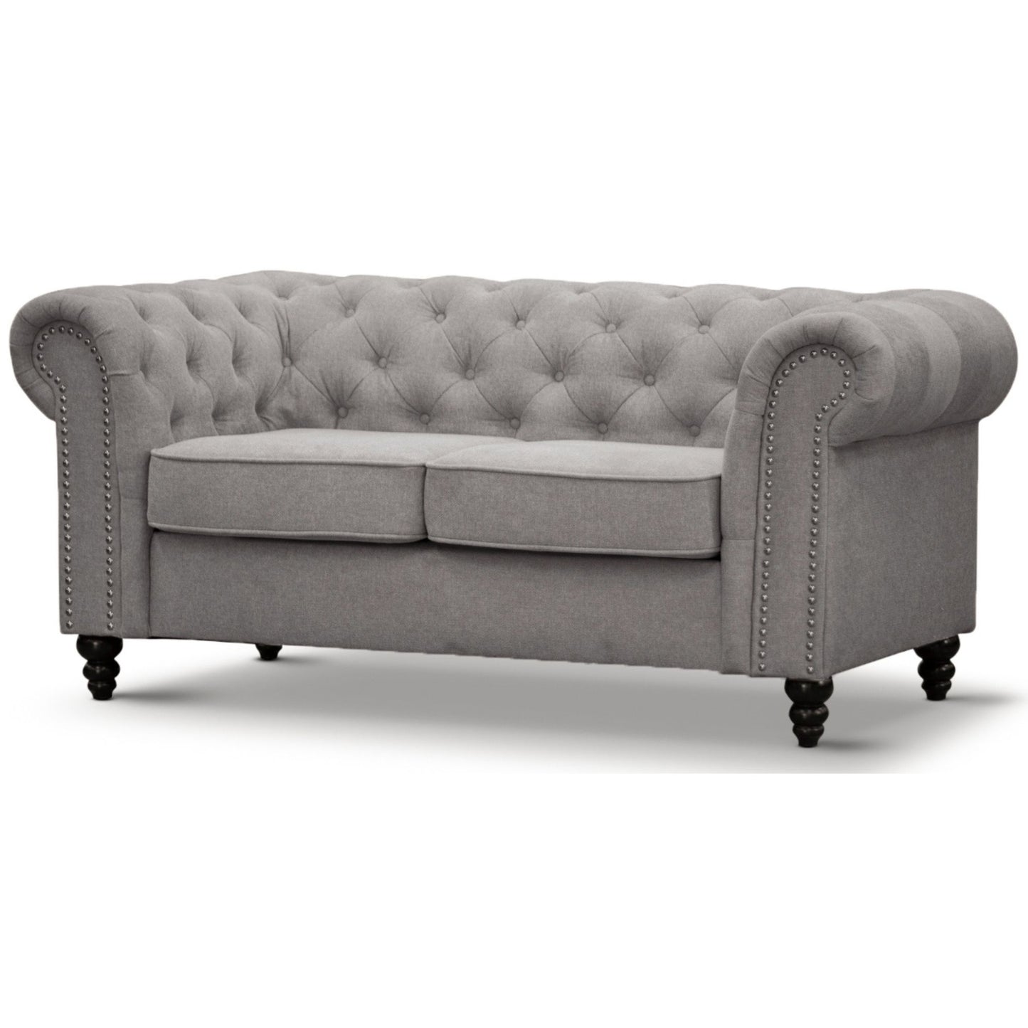Mellowly 2 Seater Sofa Fabric Uplholstered Chesterfield Lounge Couch - Grey - Cosy Abode