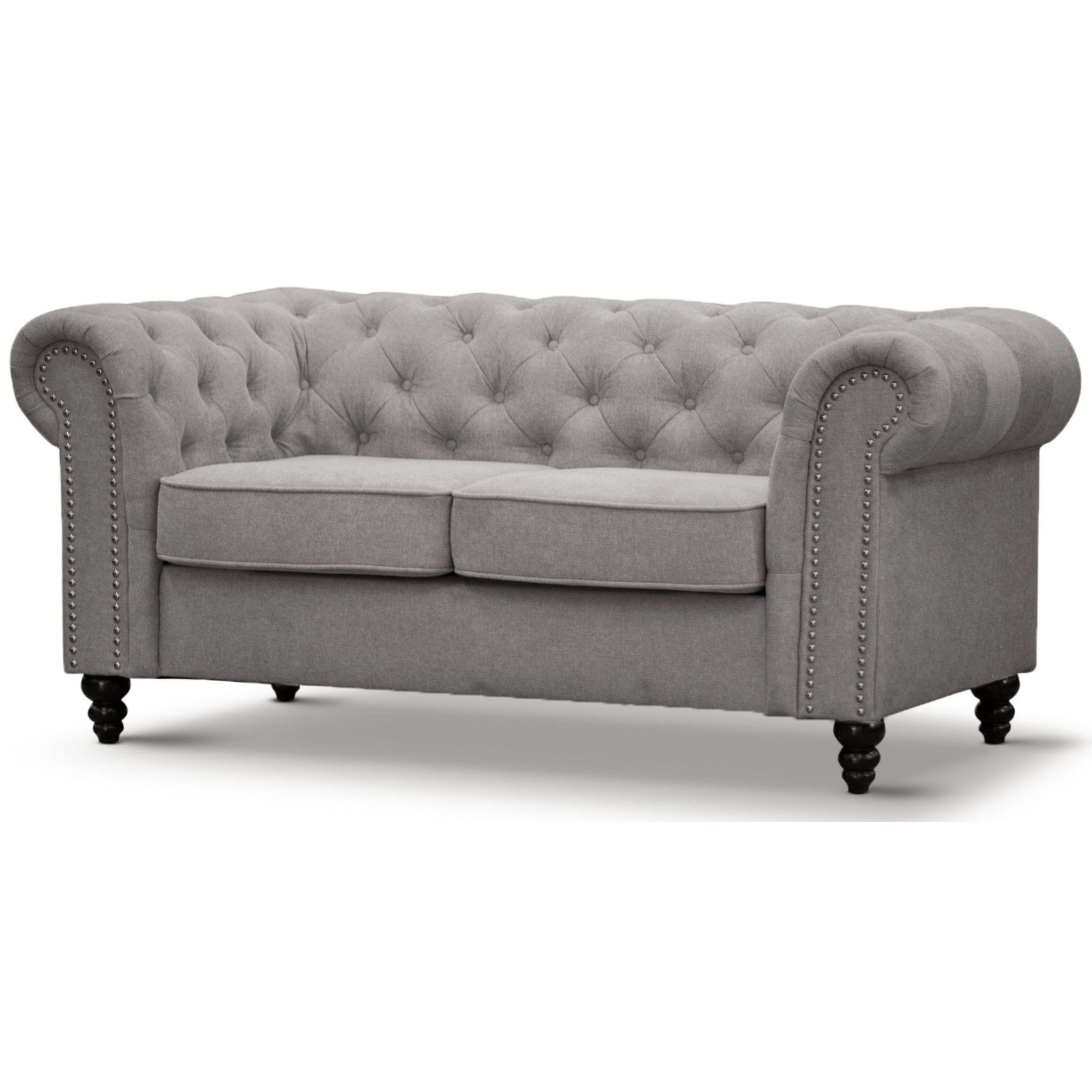 Mellowly 2 Seater Sofa Fabric Uplholstered Chesterfield Lounge Couch - Grey - Cosy Abode