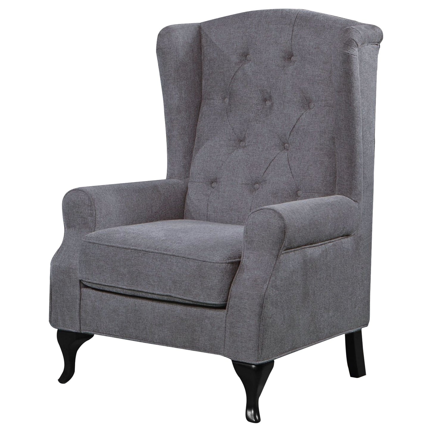 Mellowly Wing Back Chair Sofa Chesterfield Armchair Fabric Uplholstered - Grey - Cosy Abode