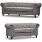 Mellowly 3 + 2 Seater Sofa Fabric Uplholstered Chesterfield Lounge Couch - Grey - Cosy Abode