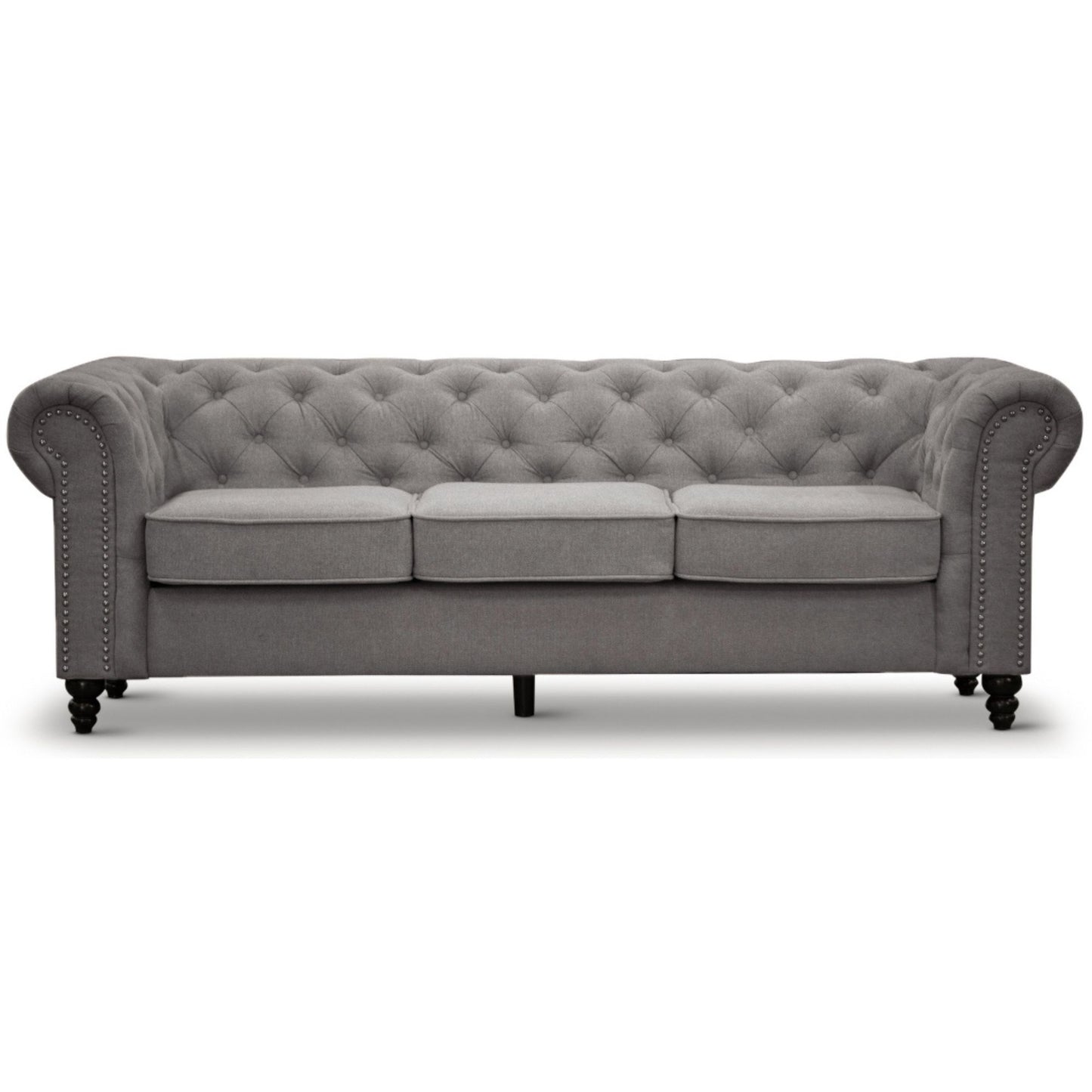 Mellowly 3 + 2 Seater Sofa Fabric Uplholstered Chesterfield Lounge Couch - Grey - Cosy Abode