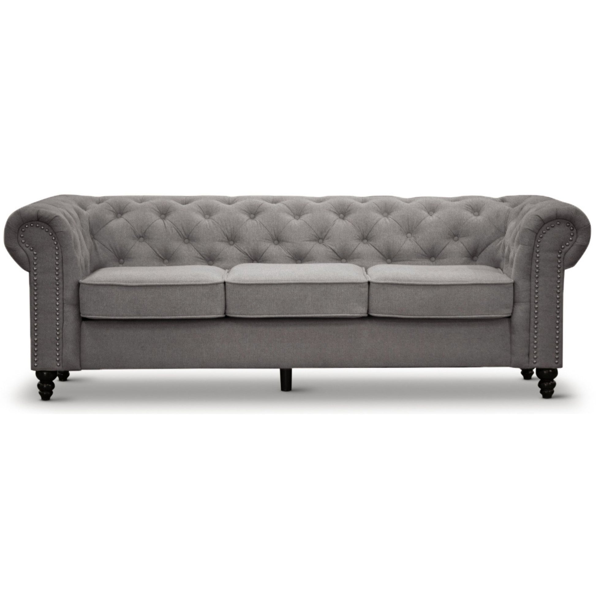 Mellowly 3 + 2 Seater Sofa Fabric Uplholstered Chesterfield Lounge Couch - Grey - Cosy Abode