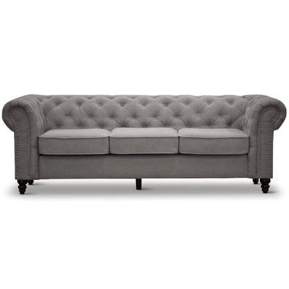 Mellowly 3 + 2 Seater Sofa Fabric Uplholstered Chesterfield Lounge Couch - Grey - Cosy Abode