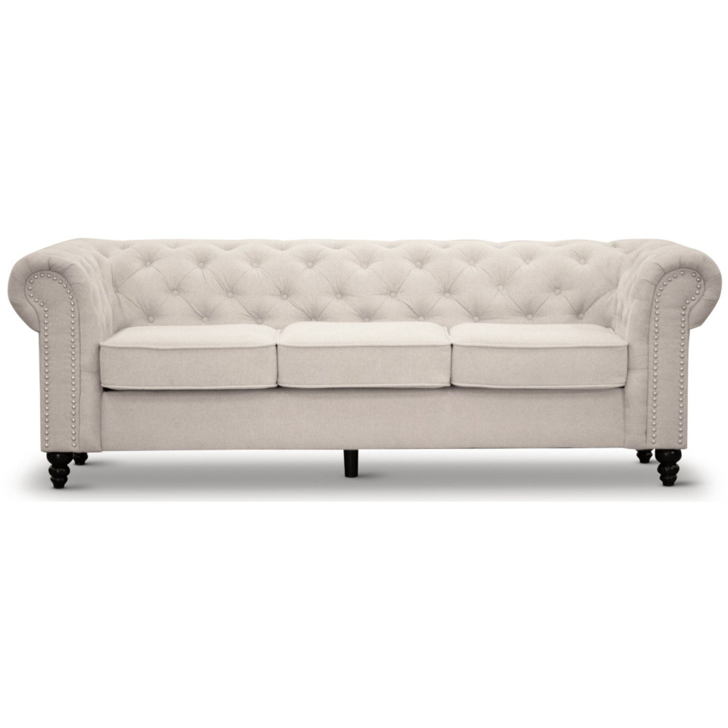 Mellowly 3 + 2 Seater Sofa Fabric Uplholstered Chesterfield Lounge Couch - Beige - Cosy Abode