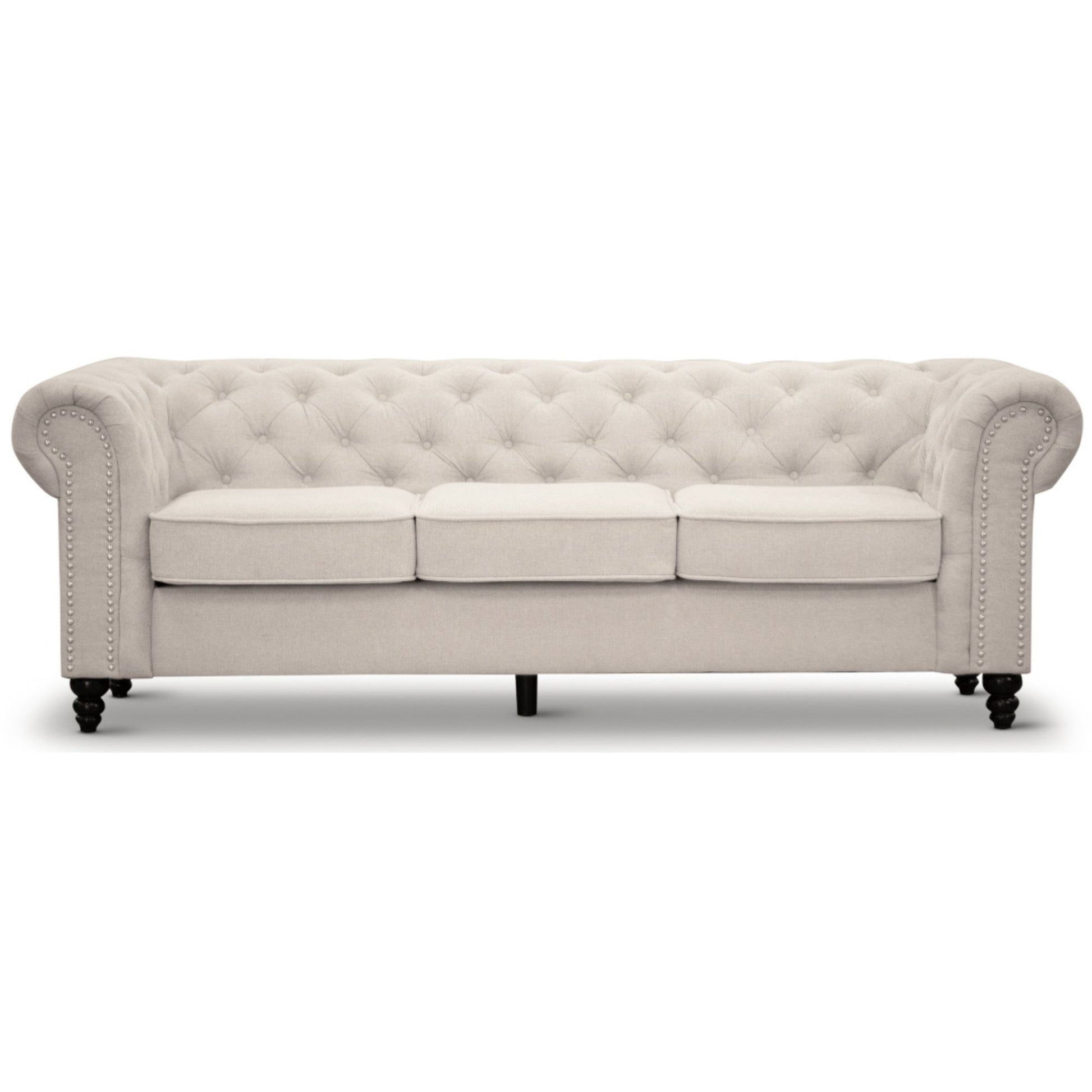 Mellowly 3 + 2 Seater Sofa Fabric Uplholstered Chesterfield Lounge Couch - Beige - Cosy Abode