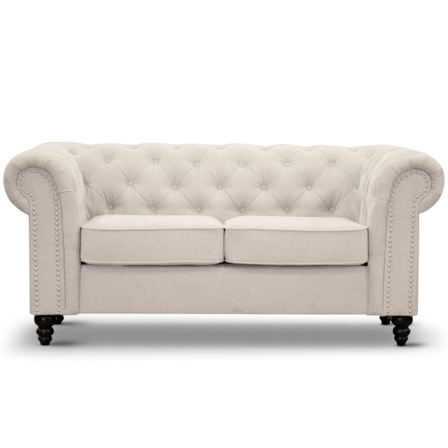 Mellowly 3 + 2 Seater Sofa Fabric Uplholstered Chesterfield Lounge Couch - Beige - Cosy Abode
