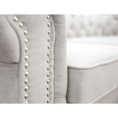 Mellowly 3 + 2 Seater Sofa Fabric Uplholstered Chesterfield Lounge Couch - Beige - Cosy Abode