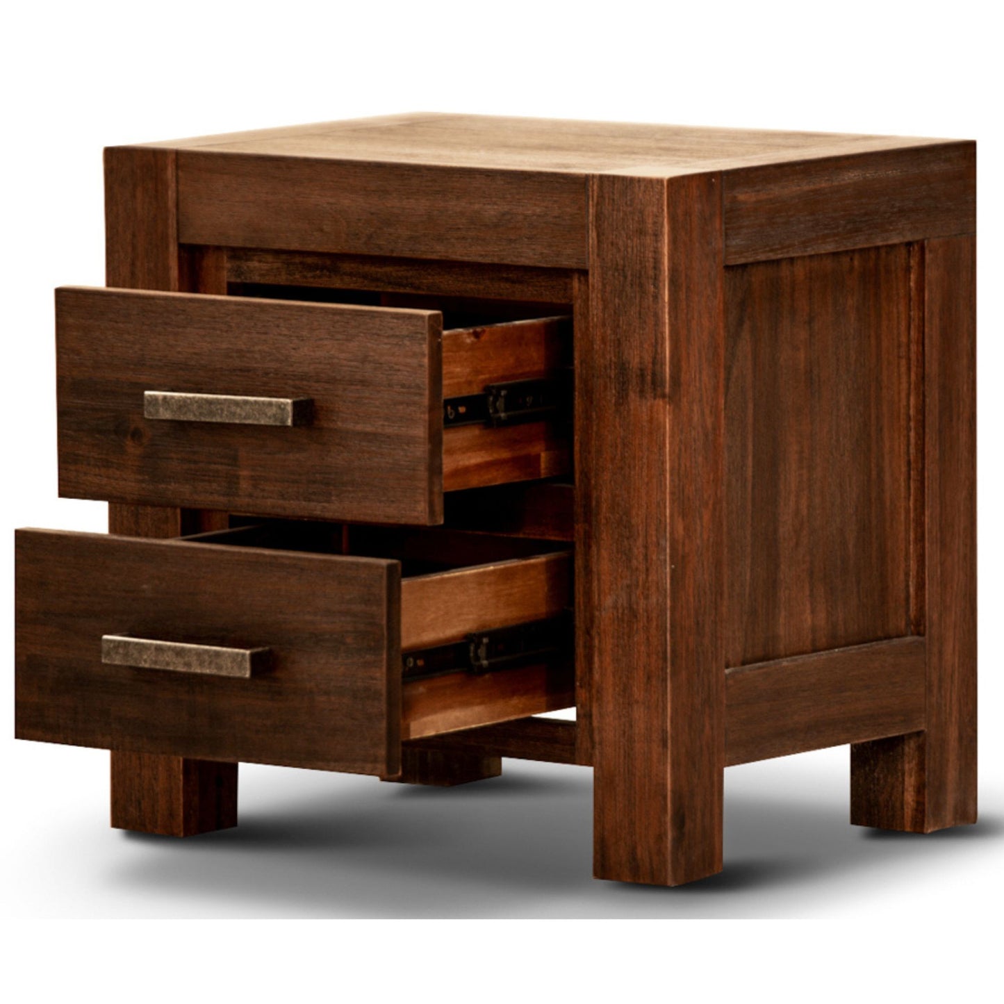Comfortis 4pc Queen Bed Frame Suite Bedside Tallboy Furniture Package - Walnut - Cosy Abode