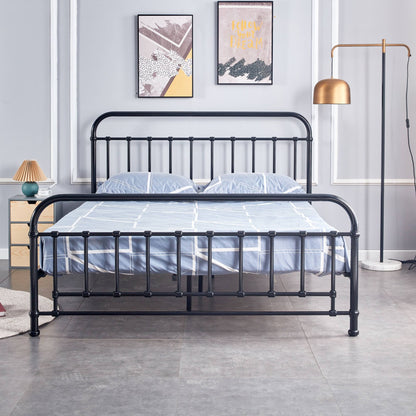 Metallica Queen Bed Size Metal Frame Platform Mattress Base - Black - Cosy Abode