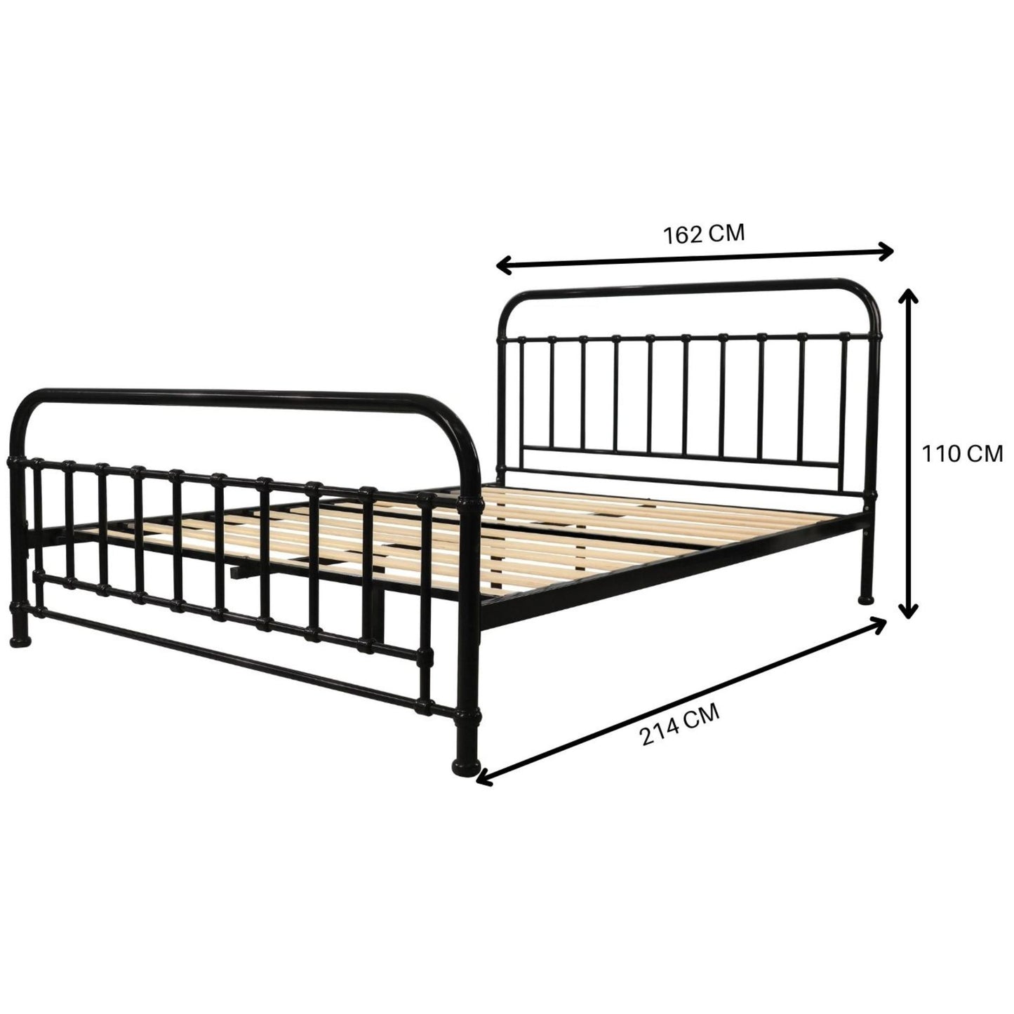 Metallica Queen Bed Size Metal Frame Platform Mattress Base - Black - Cosy Abode
