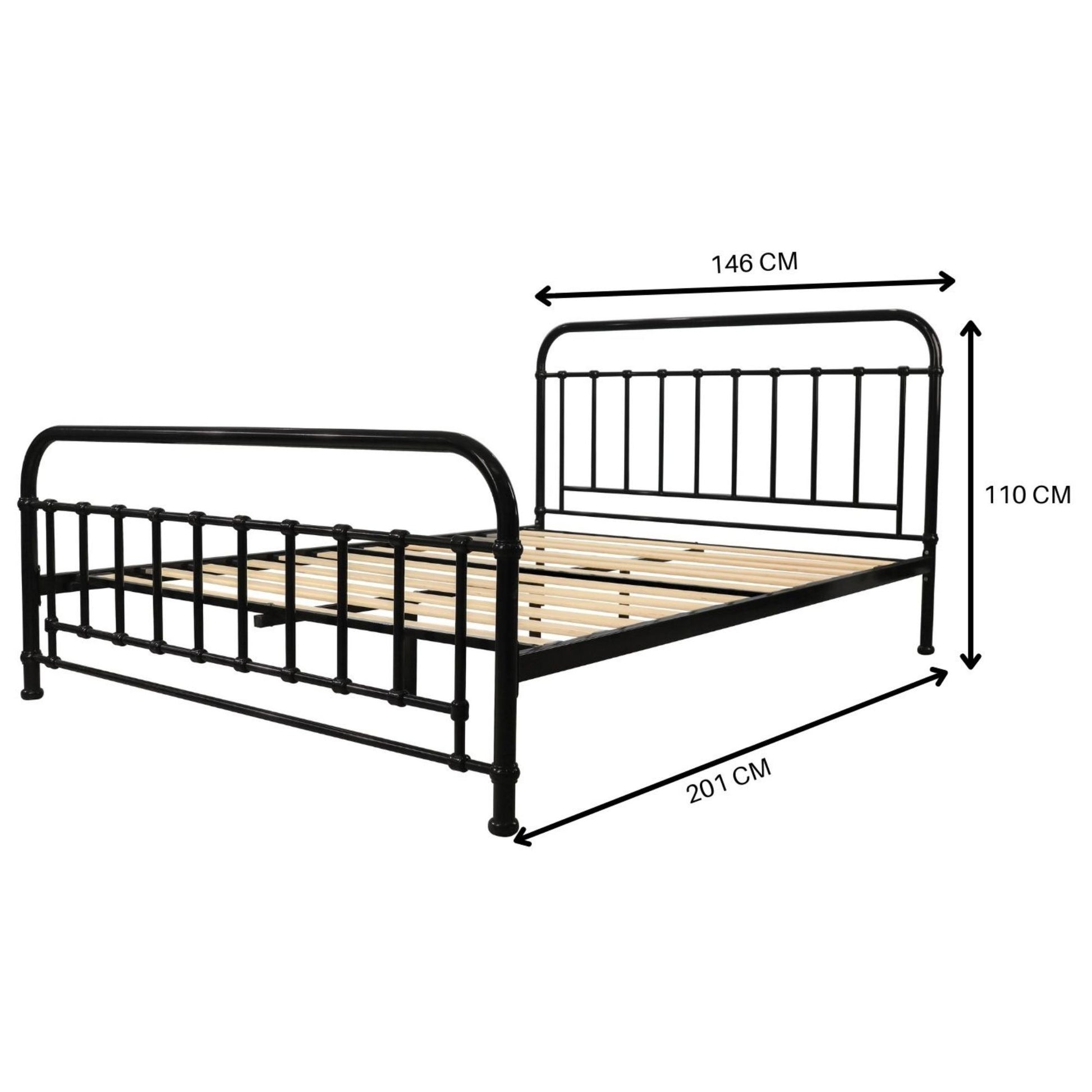 Metallica Double Bed Size Metal Frame Platform Mattress Base - Black - Cosy Abode