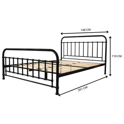 Metallica Double Bed Size Metal Frame Platform Mattress Base - Black - Cosy Abode