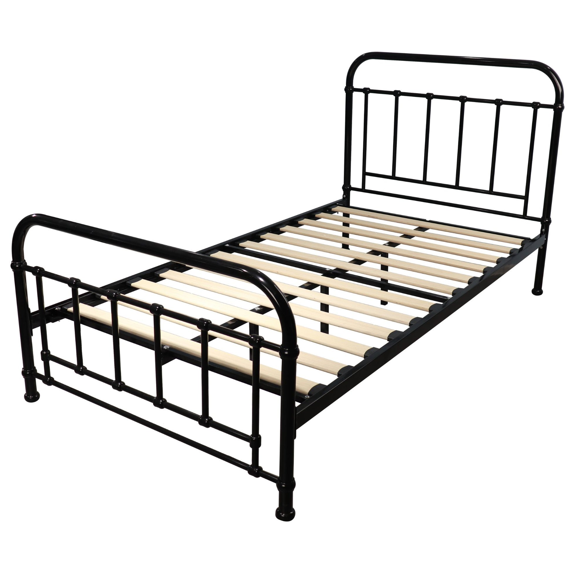 Metallica King Single Bed Size Metal Frame Platform Mattress Base - Black - Cosy Abode