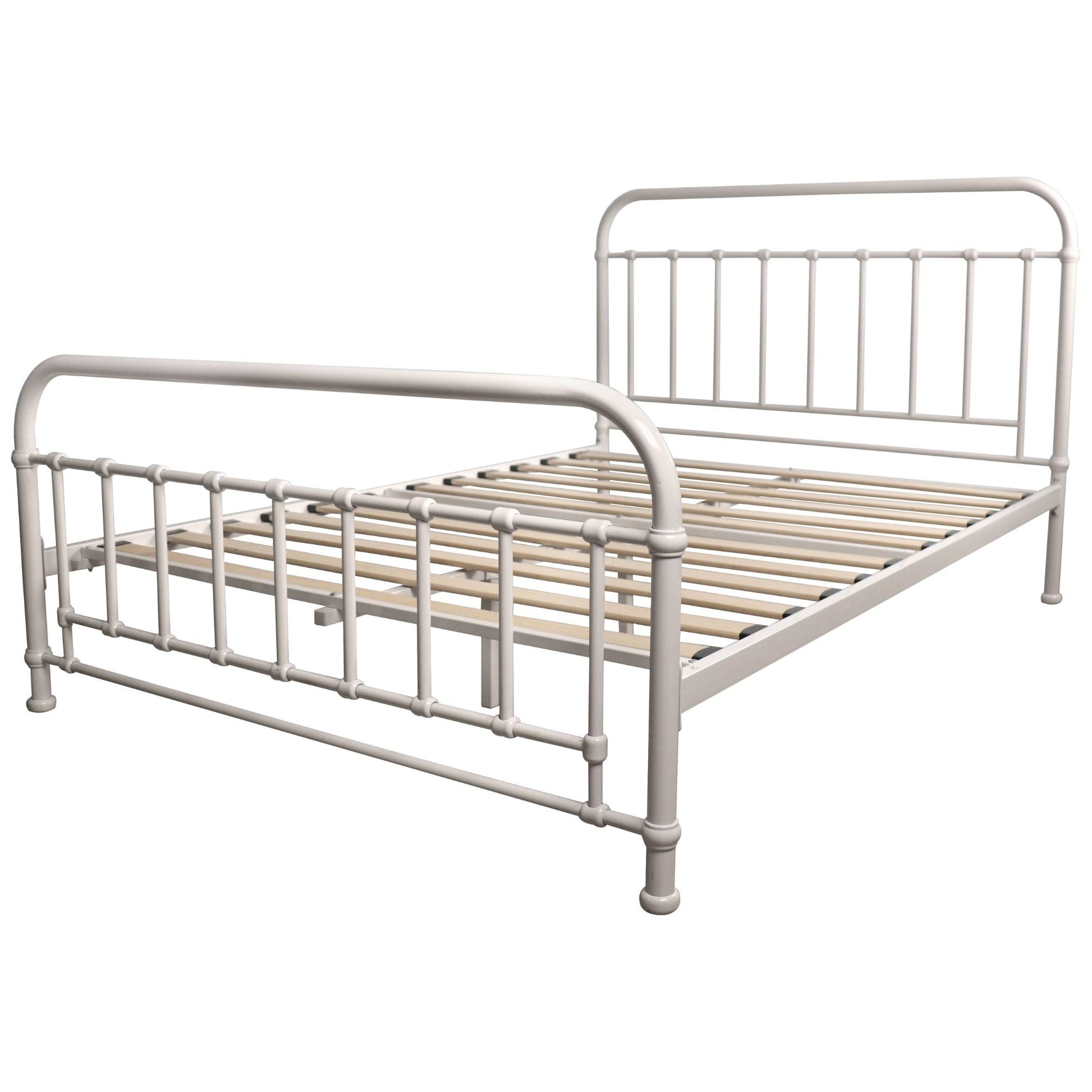 Metallica Queen Bed Size Metal Frame Platform Mattress Base - White - Cosy Abode