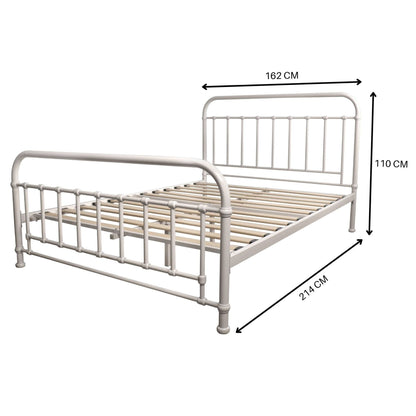 Metallica Queen Bed Size Metal Frame Platform Mattress Base - White - Cosy Abode