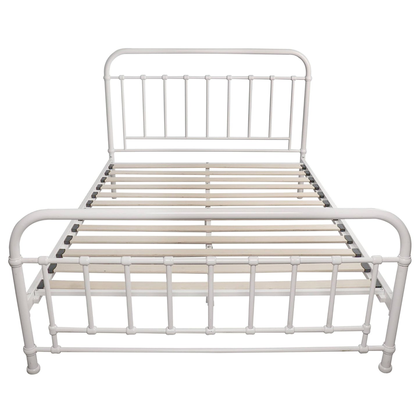 Metallica Queen Bed Size Metal Frame Platform Mattress Base - White - Cosy Abode