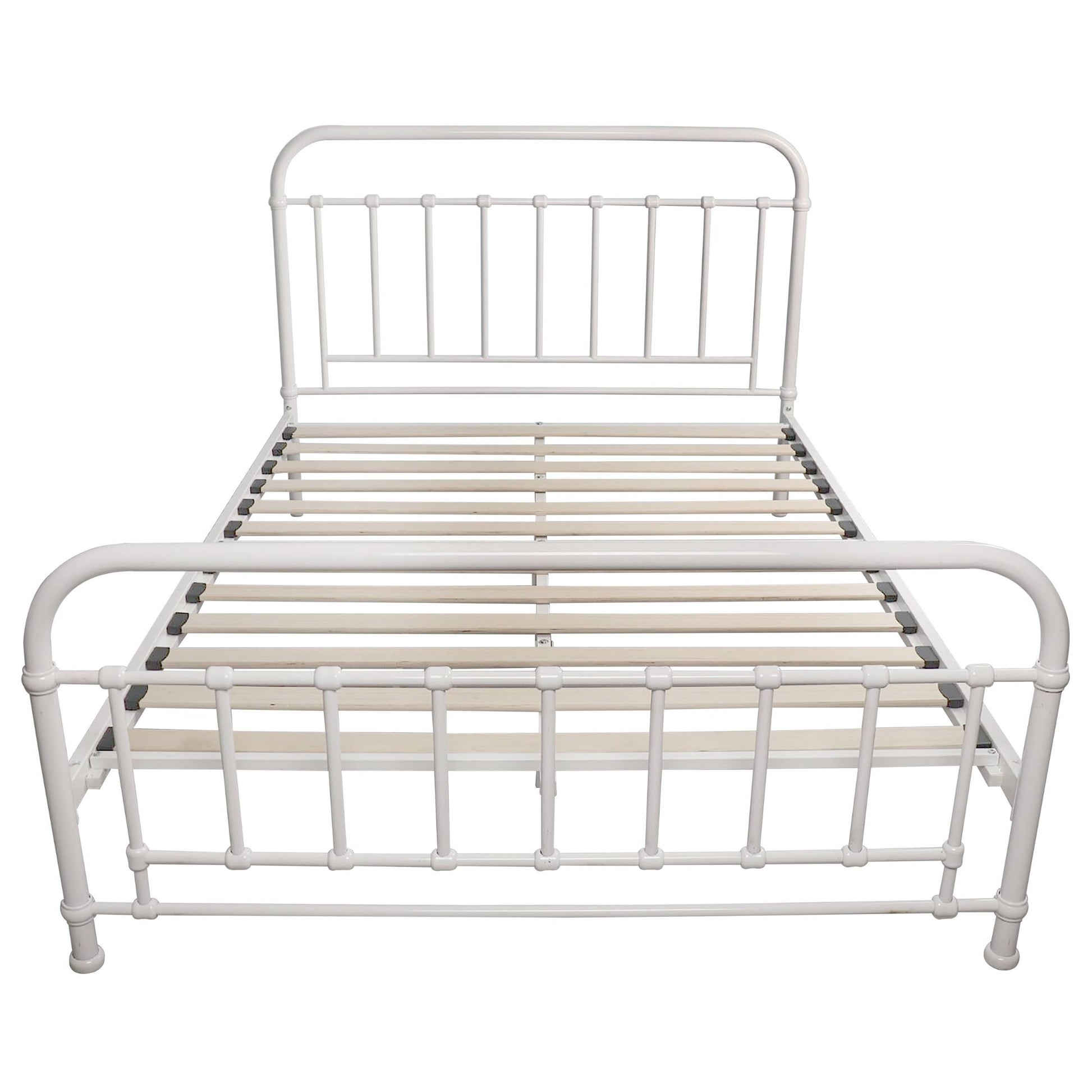 Metallica Queen Bed Size Metal Frame Platform Mattress Base - White - Cosy Abode