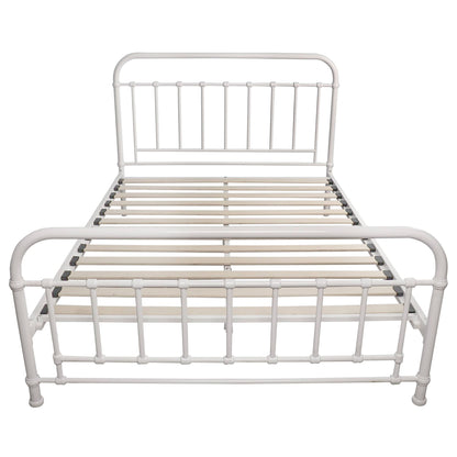 Metallica Queen Bed Size Metal Frame Platform Mattress Base - White - Cosy Abode