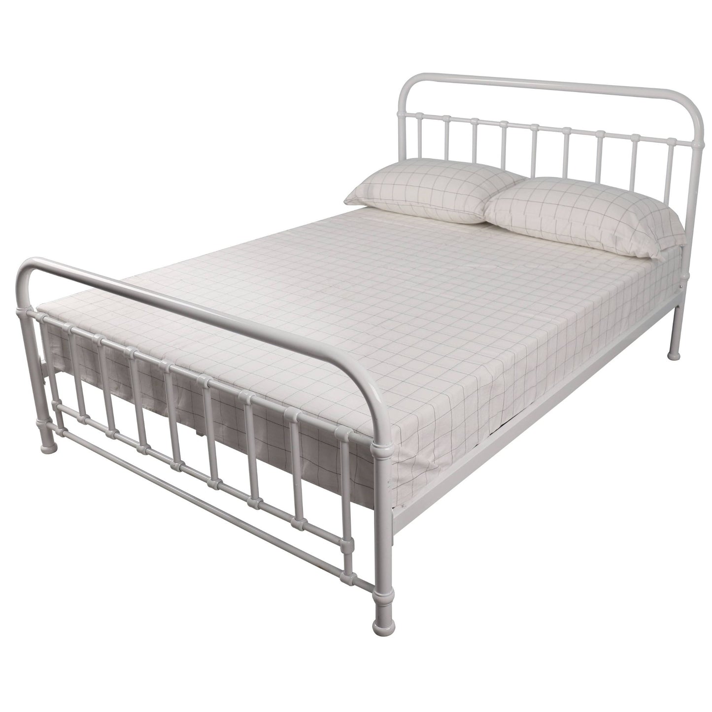 Metallica Queen Bed Size Metal Frame Platform Mattress Base - White - Cosy Abode