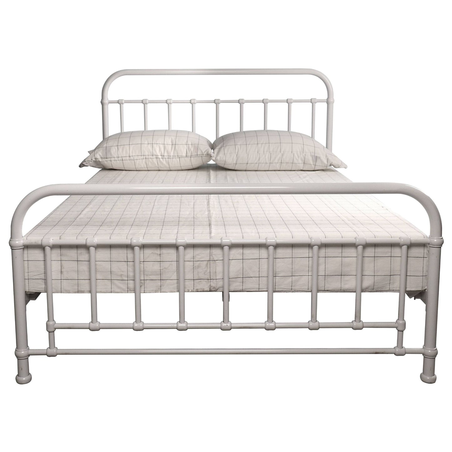 Metallica Queen Bed Size Metal Frame Platform Mattress Base - White - Cosy Abode