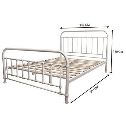 Metallica Double Bed Size Metal Frame Platform Mattress Base - White - Cosy Abode