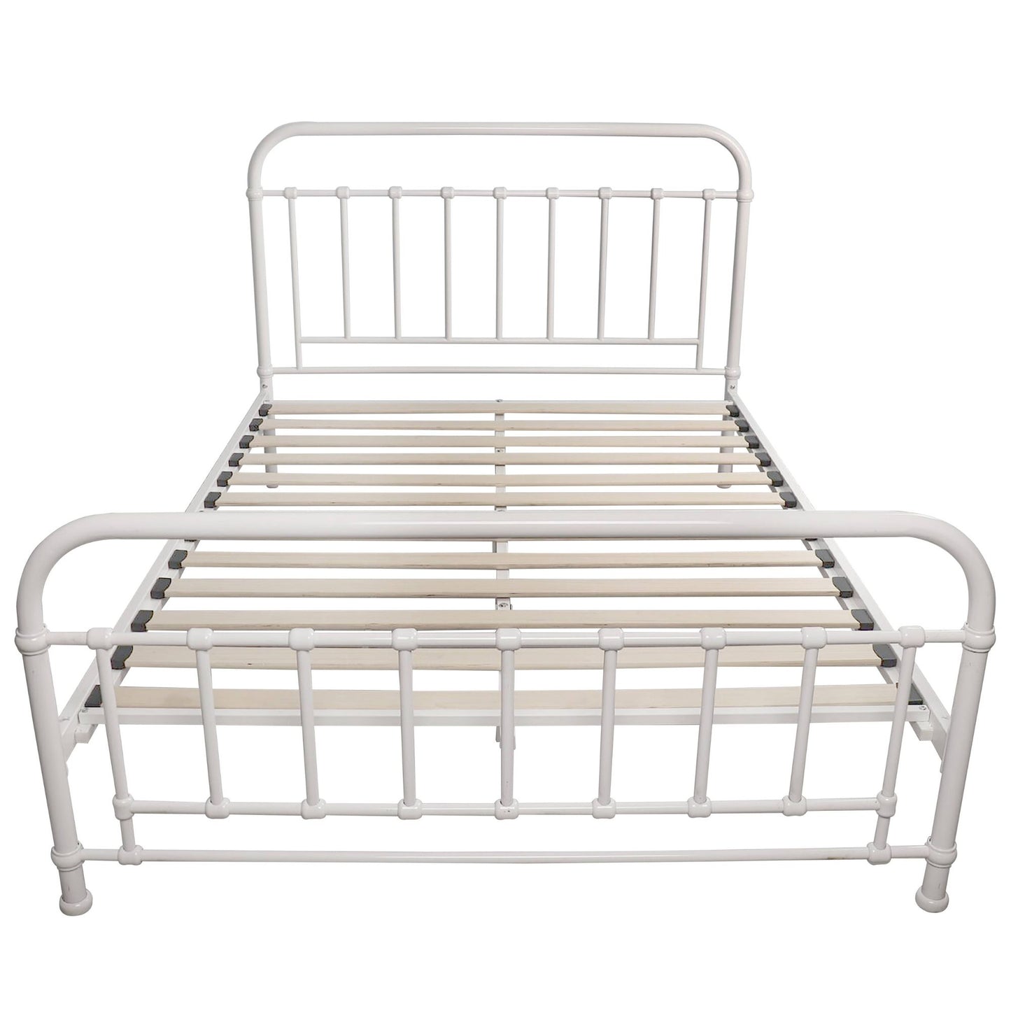 Metallica Double Bed Size Metal Frame Platform Mattress Base - White - Cosy Abode