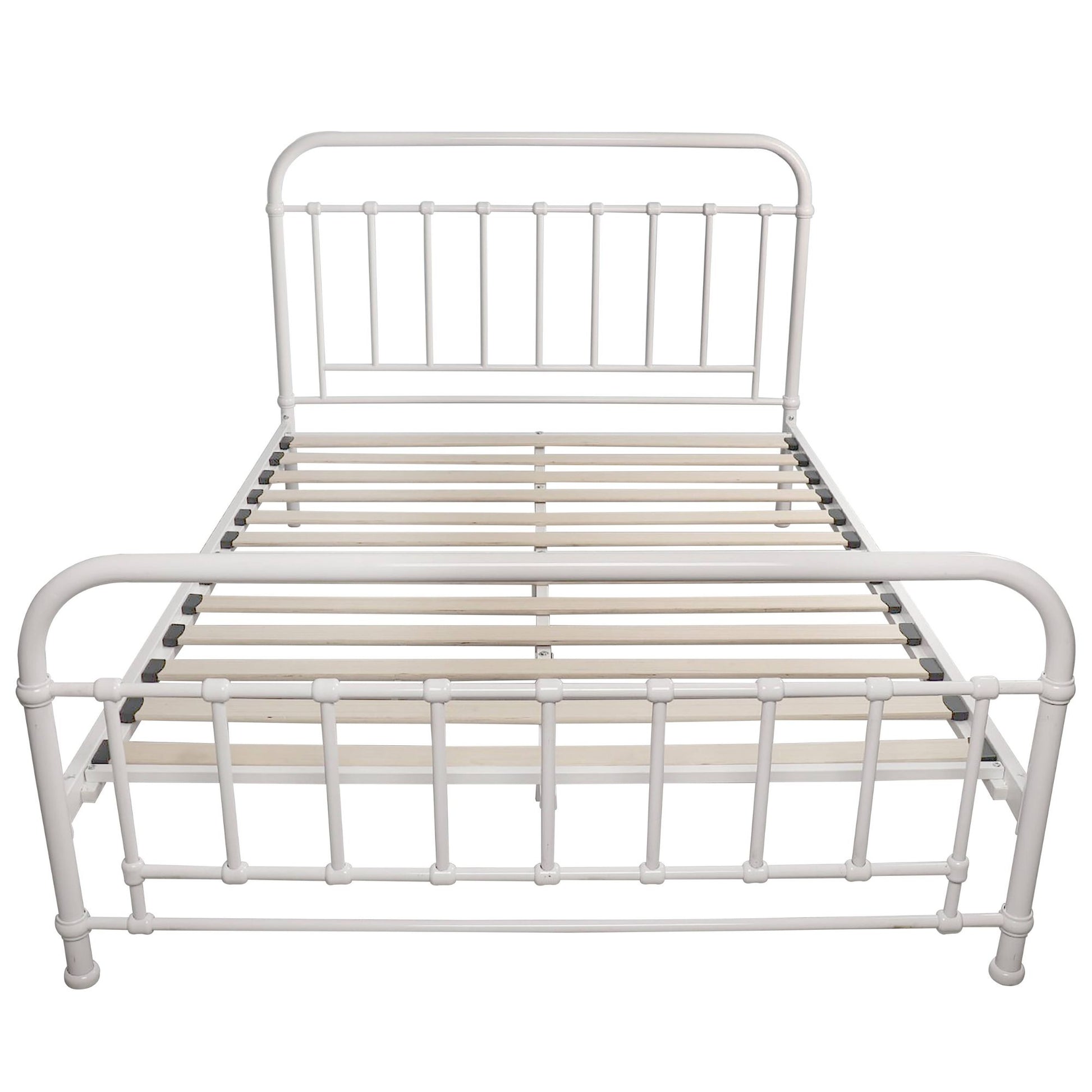 Metallica Double Bed Size Metal Frame Platform Mattress Base - White - Cosy Abode
