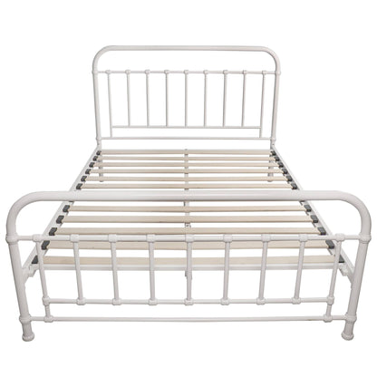 Metallica Double Bed Size Metal Frame Platform Mattress Base - White - Cosy Abode