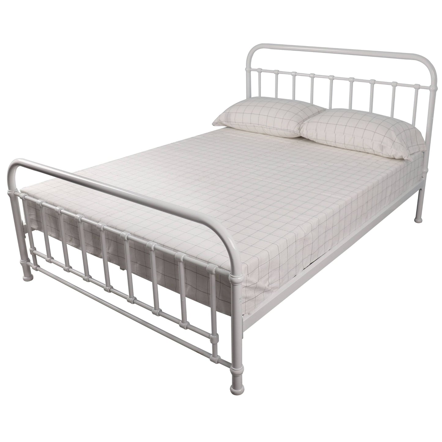Metallica Double Bed Size Metal Frame Platform Mattress Base - White - Cosy Abode