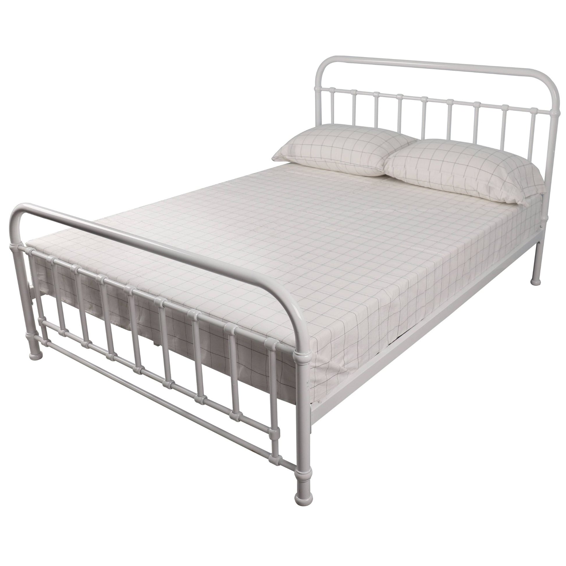 Metallica Double Bed Size Metal Frame Platform Mattress Base - White - Cosy Abode