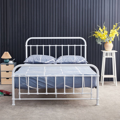 Metallica King Single Bed Size Metal Frame Platform Mattress Base - White - Cosy Abode