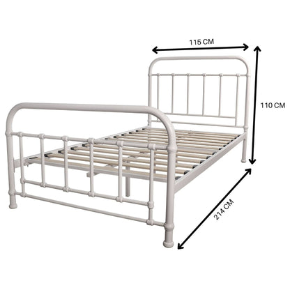 Metallica King Single Bed Size Metal Frame Platform Mattress Base - White - Cosy Abode
