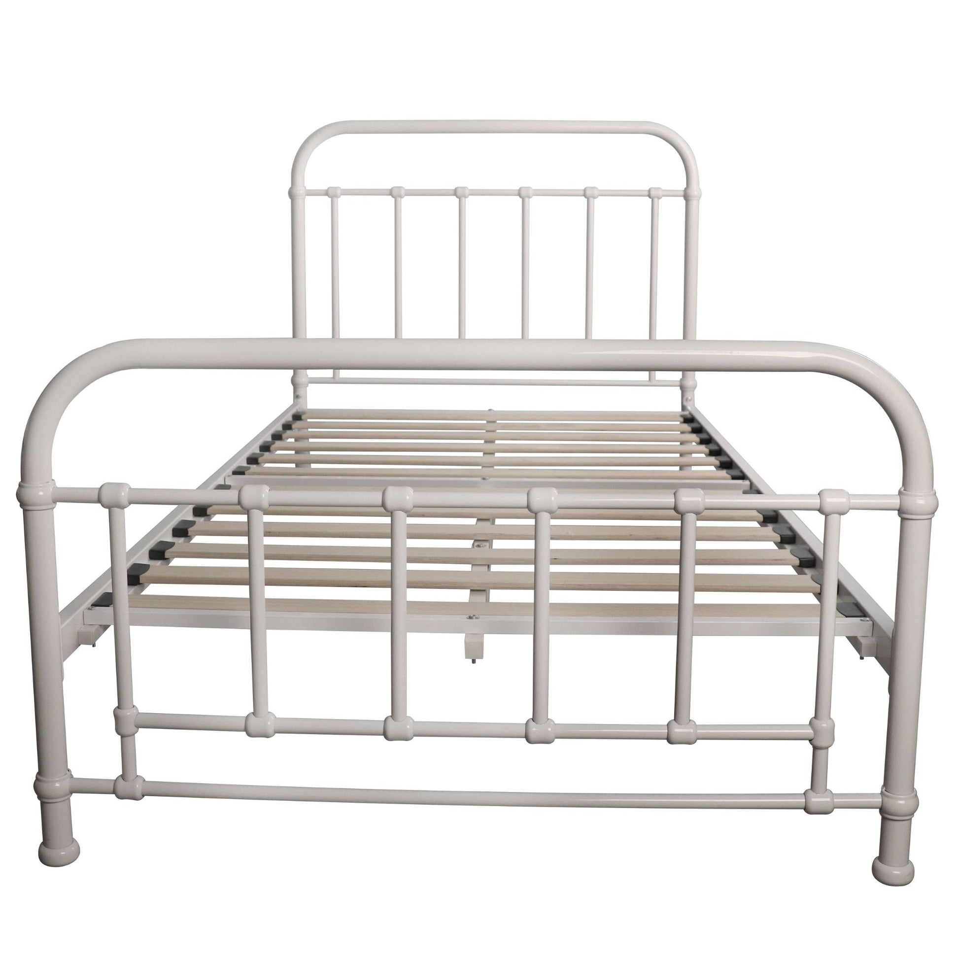 Metallica King Single Bed Size Metal Frame Platform Mattress Base - White - Cosy Abode