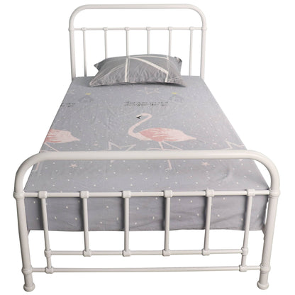 Metallica King Single Bed Size Metal Frame Platform Mattress Base - White - Cosy Abode