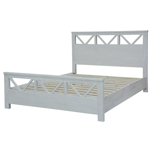 Myer Double Size Bed Frame Solid Timber Wood Mattress Base White Wash - Cosy Abode