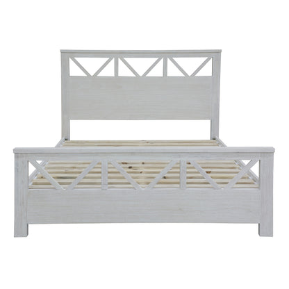 Myer Double Size Bed Frame Solid Timber Wood Mattress Base White Wash - Cosy Abode