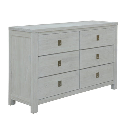 Myer Dresser 6 Chest of Drawers Storage Cabinet White Wash - Cosy Abode
