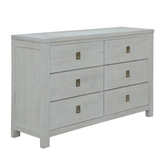 Myer Dresser 6 Chest of Drawers Storage Cabinet White Wash - Cosy Abode